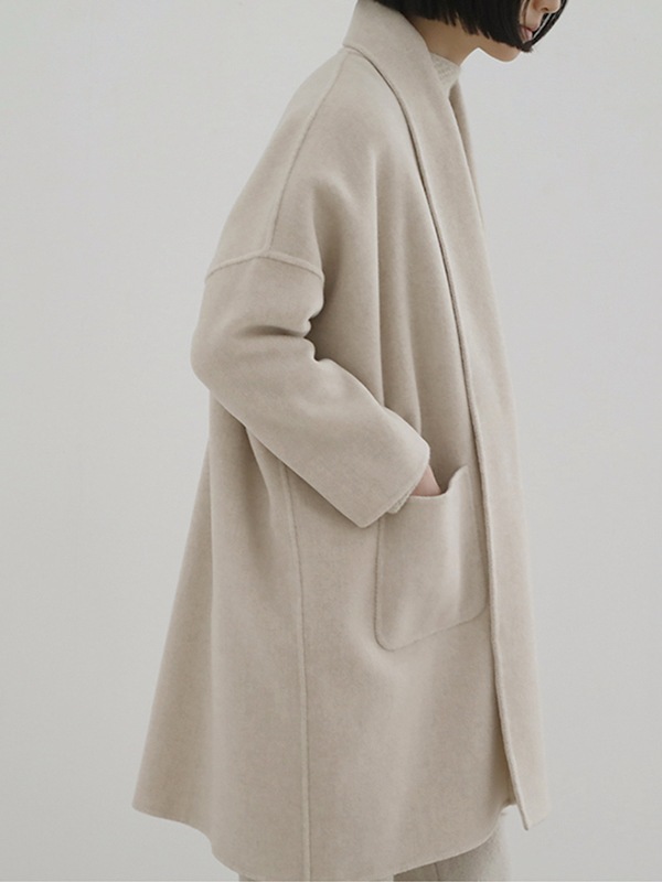ジャケット・アウター evam eva press wool coat ivory 2 evam eva｜wool robe coat｜ladies',outer