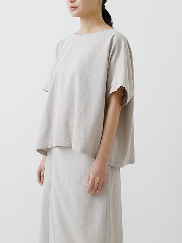 evam eva コットンハーフスリーブ　プルオーバー　アンティークホワイト evam eva｜cotton pullover｜ladies',tops