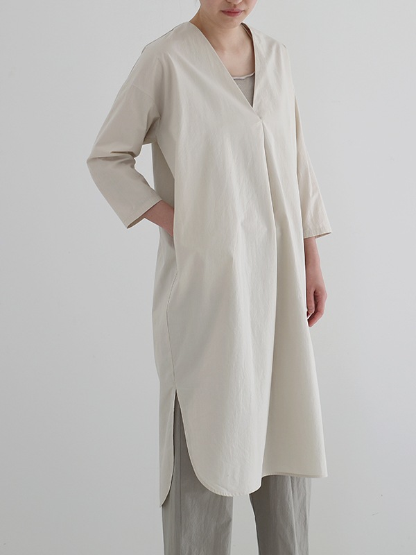 evam eva｜cotton v neck one-piece｜ladies
