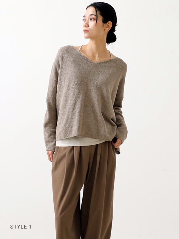 evam eva｜cotton linen pullover｜ladies',tops