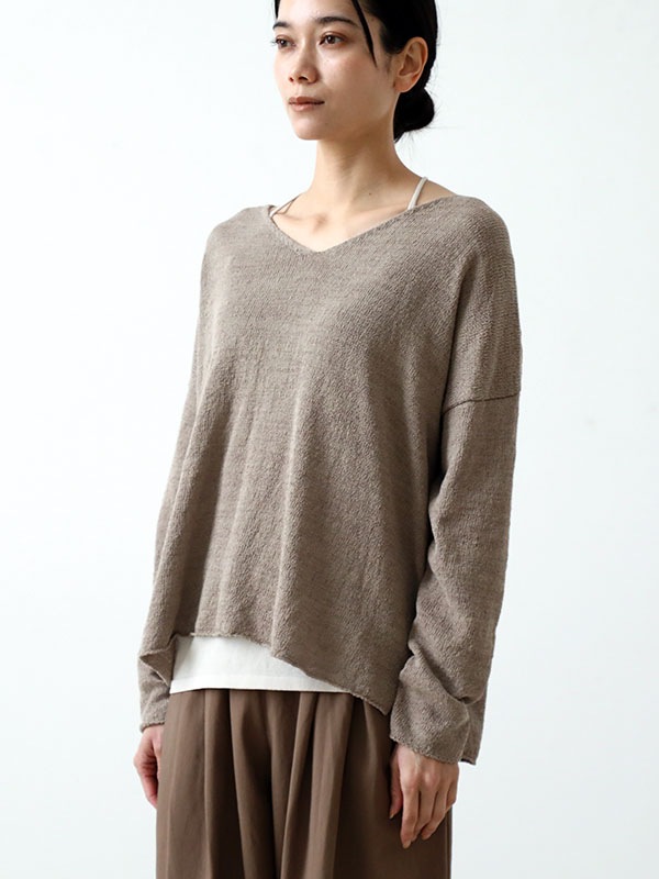 evam eva｜cotton linen pullover｜ladies',tops