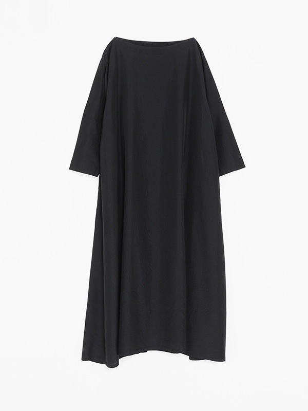 evam eva キュプラシルク ロングワンピース 黒 日本製 evam eva｜cupro silk one-piece｜ladies',one-piece