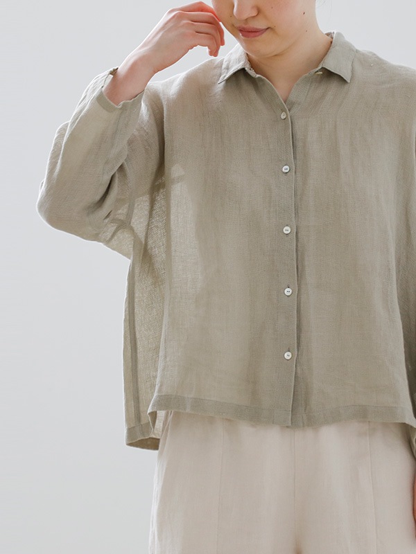 evam eva｜linen square shirt｜ladies',tops