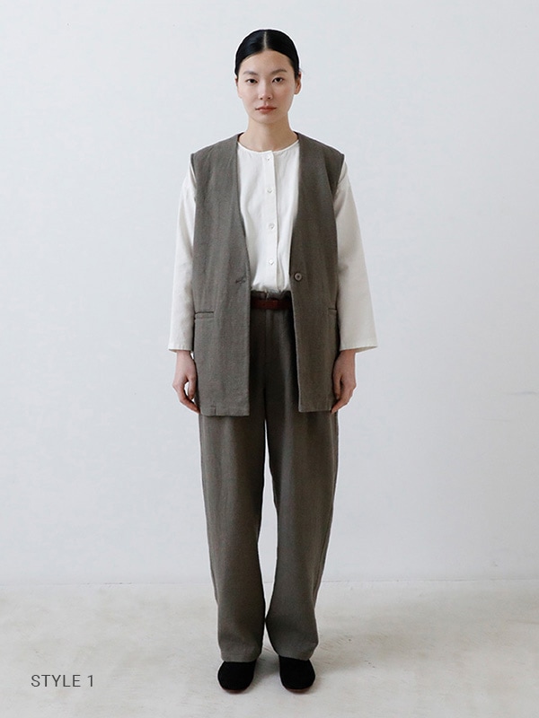 evam eva｜linen wool vest｜ladies',outer