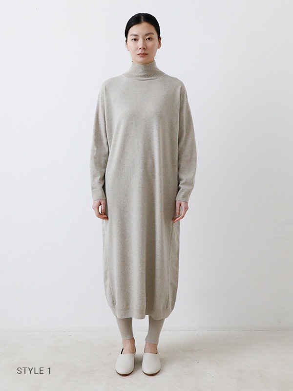 evam eva 新品未使用カシミヤコットングレー ロングニットワンピース evam eva｜wool turtleneck one-piece｜ladies',one-piece