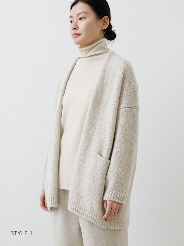 evam eva　ウール フォックス ショート ローブ　カーディガン　F　白 evam eva ウール フォックス ショート ローブ カーディガン F 白