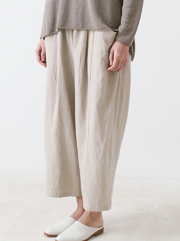evam eva｜water linen cropped pants｜ladies',bottoms