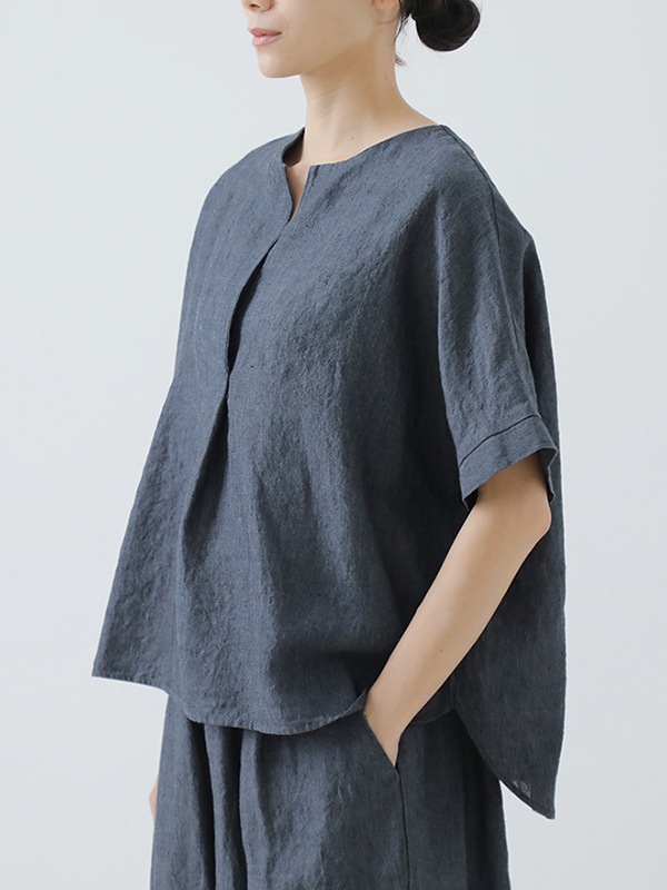 linen tuck pullover