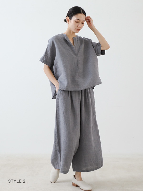 linen tuck pullover