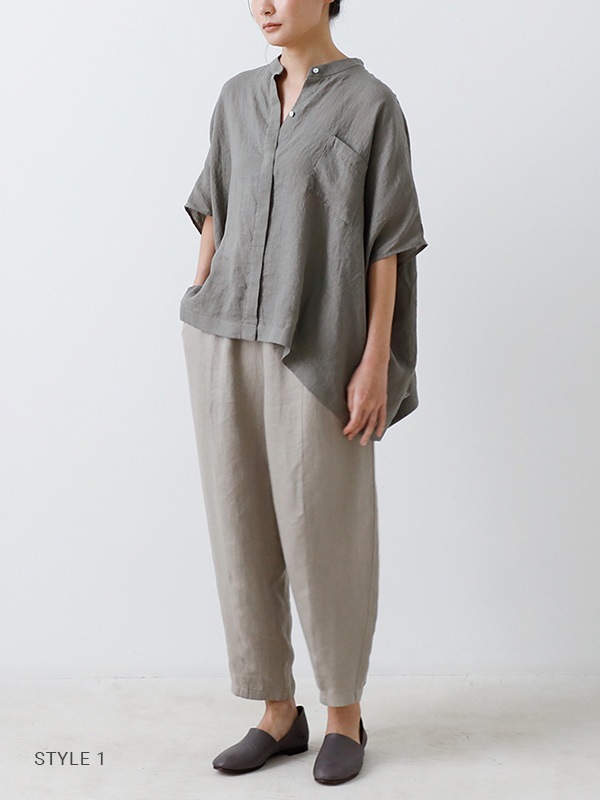 evam eva｜linen wide shirt｜ladies',tops