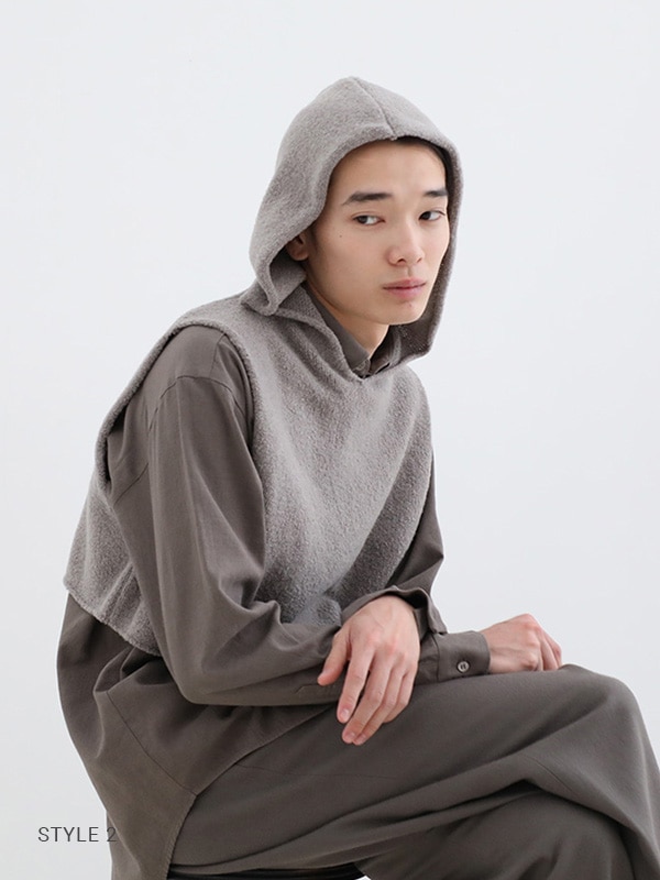 evam eva｜renew-wool hooded vest｜ladies',tops