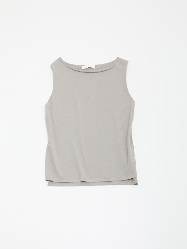 evam eva エヴァムエヴァ コットンスリーブ　M グレージュ　タンクトップ evam eva｜cotton silk sleeveless｜ladies',tops