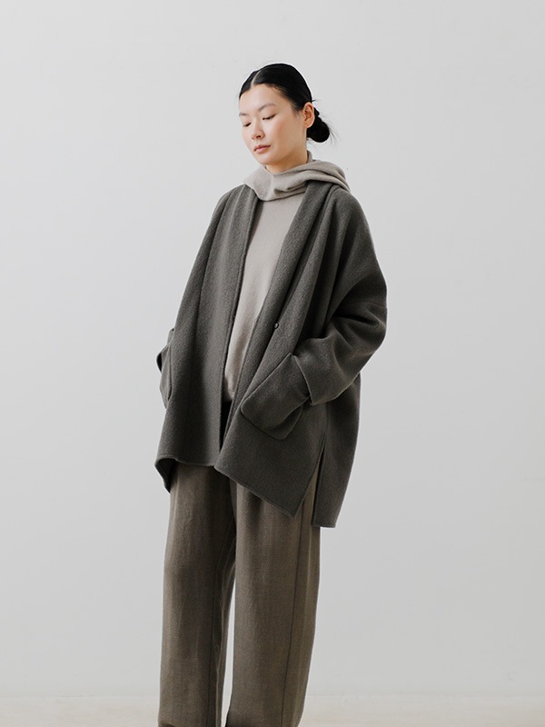 evam eva ウールコート ケープ風 グレー evam eva｜press wool robe｜ladies',outer