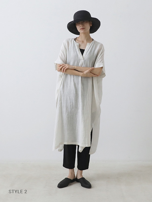 2024SS エヴァムエヴァ evam eva linen cotton poncho リネンコットンポンチョ ｜グレー系 トップス ノースリーブ【2400014668391】 evam eva｜linen cotton poncho｜ladies',one-piece