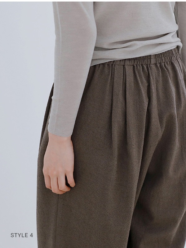 wool tuck wide pants