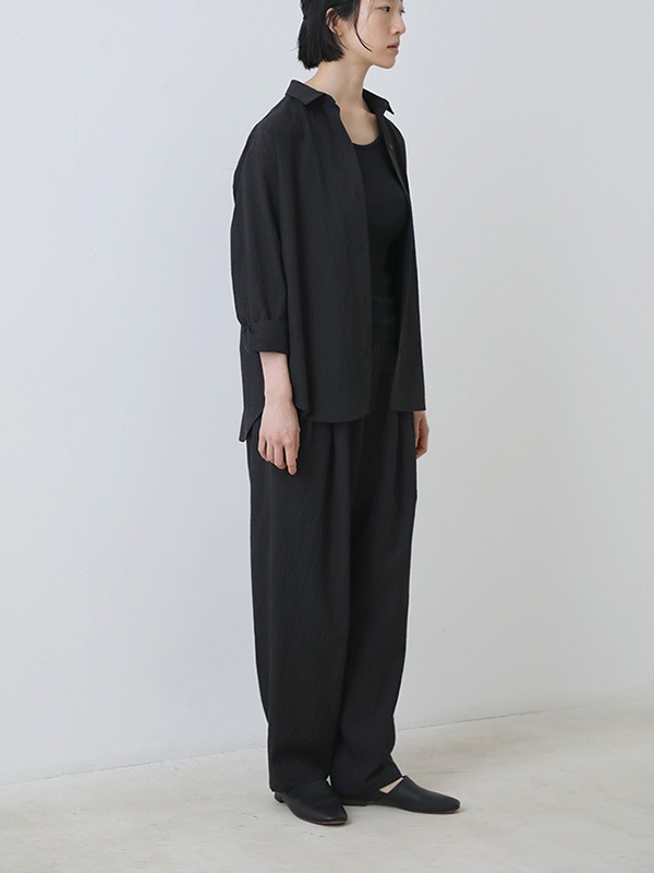 wool tuck wide pants