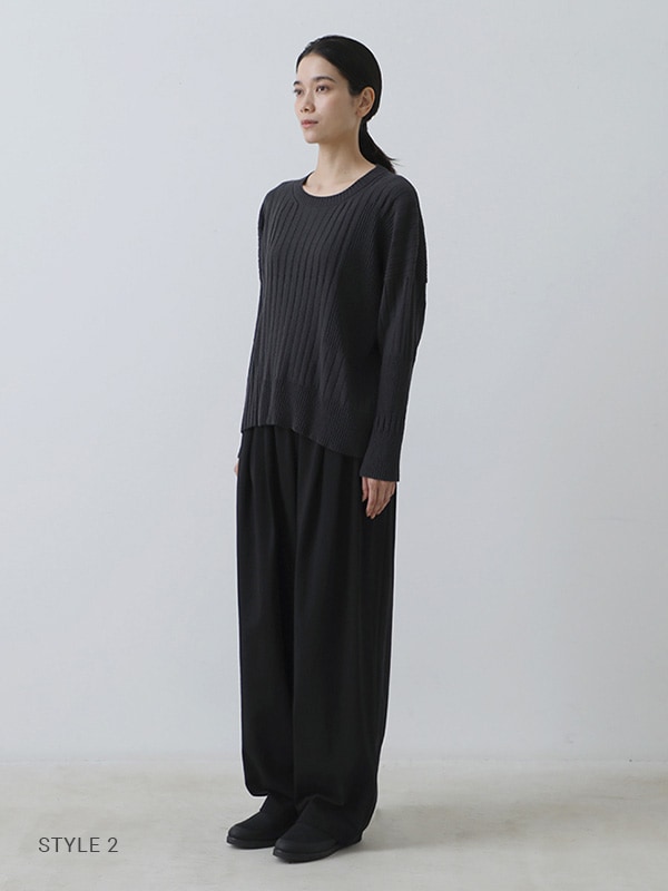 cotton tuck wide pants