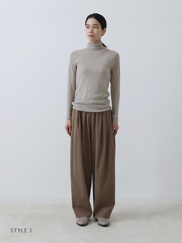 cotton tuck wide pants