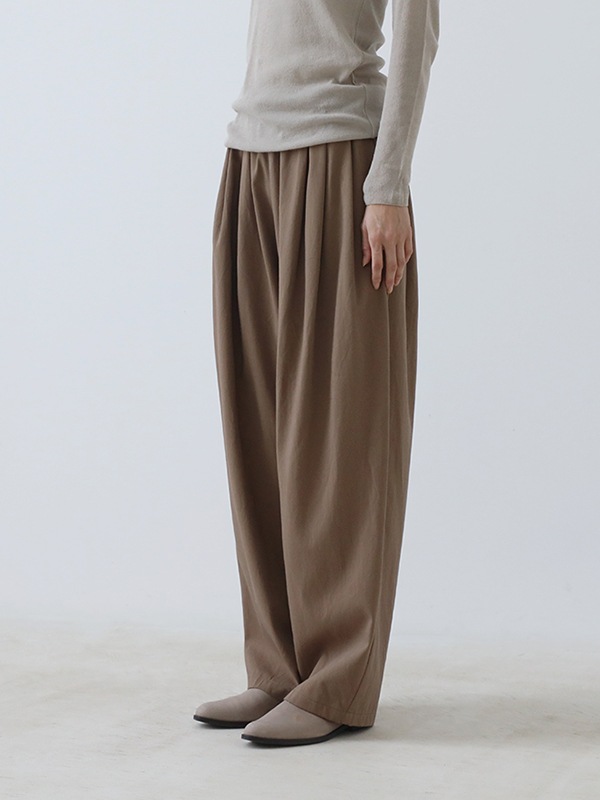 cotton tuck wide pants