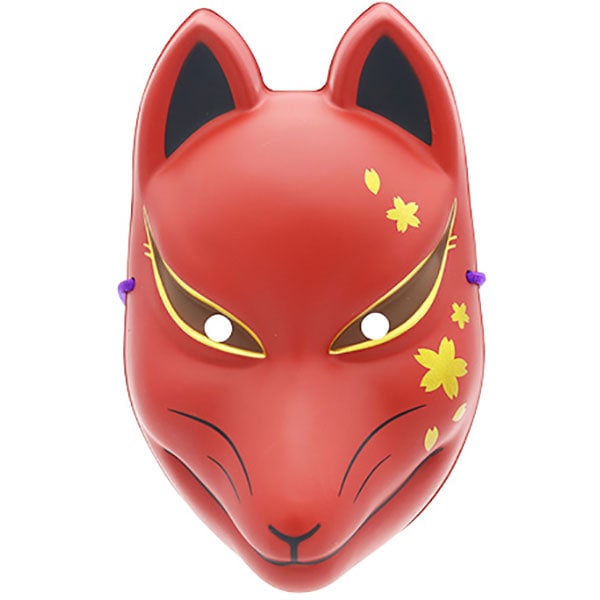 お面屋さん 狐面（桜模様 赤） 1枚入 | 1.縁日グッズ,お面,和風お面,狐