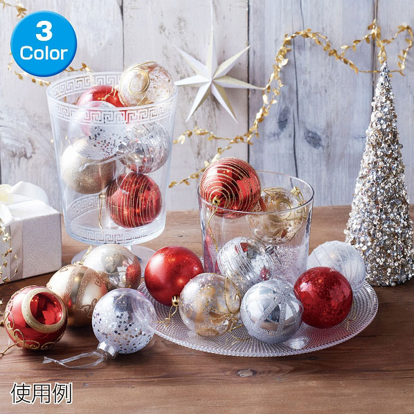 プラスチックボール【8cm】12個入 | 5.イベント装飾用品,冬の装飾品