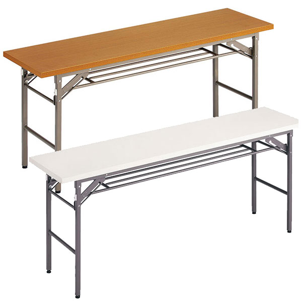 中古】会議テーブル折りたたみ 棚付き W150×D45×H70cm 長机 M①