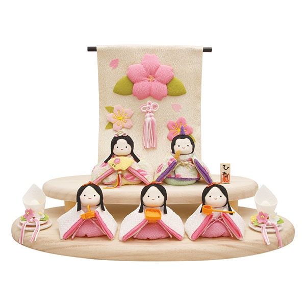 リュウコドウ (龍虎堂) ぽてりひな５人 木製台飾りセット/Y23661-I1 リュウコドウ (龍虎堂) ぽてりひな5人 木製台飾りセット/Y23661-I1