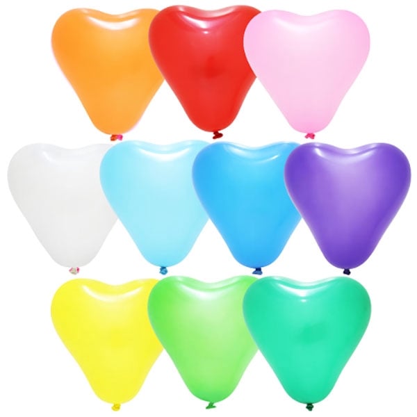 エア専用】ハート型ゴム風船【10色アソート】6インチ（100個入） | 3
