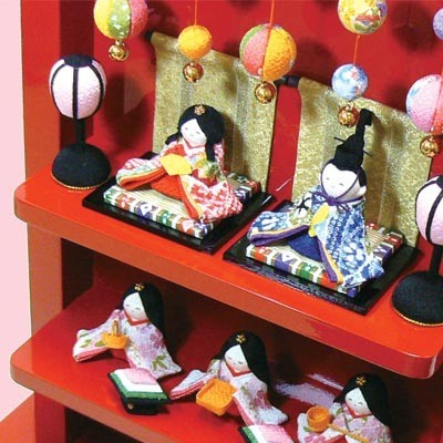 龍虎堂（リュウコドウ）手作りひな人形『つるし飾り台 わらべ雛10人