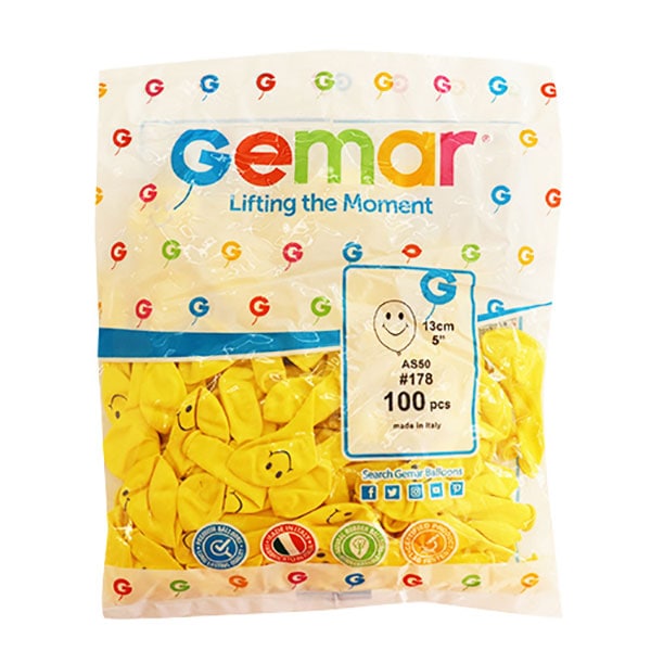 エアー専用】ゴム風船【スマイルイエロー】 5インチ（100枚） | 3