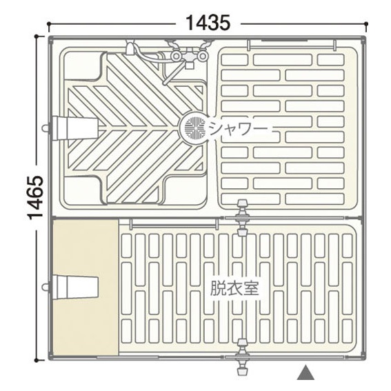屋外風呂シャワーユニット 1室横タイプ 浴槽なし FS2-25R | 風呂