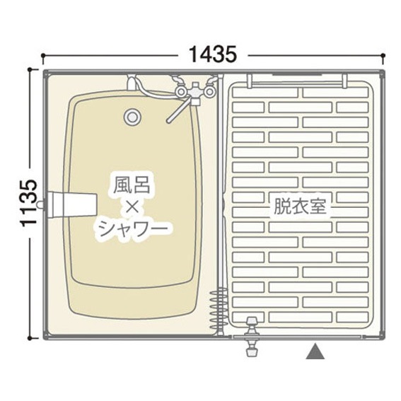 屋外風呂シャワーユニット 1室横タイプ 浴槽付 FS2-23RB | 風呂