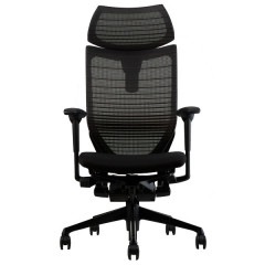 クーポンコード「okamura」で3%オフ【国内受注生産納期6～7週】《特注仕様》オカムラ バロン / グラデーションメッシュ / 座面：クッション / 可動ヘッドレスト / エクストラハイバック / フレーム：ブラック / ボディ：ブラック / シートカラー：選択可 / 可動式アジャストアーム