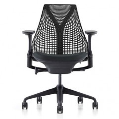 【当店在庫商品】[Herman Miller]セイルチェア（SAYL）サスペンションミドルバック／背カラー：ブラック／フルアジャストアーム(アームパットスライド機能付)／ベース＆フレーム：ブラック／座カラー：ブラック(ランバーサポート無)