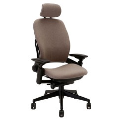 【海外受注生産納期3-4か月前後】Steelcase リープ ブラックフレーム ヘッドレスト付き Brushed Flannel ミディアムブラウン