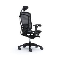 クーポンコード「okamura」で3%オフ【国内受注生産納期6～7週】オカムラ コンテッサ セコンダ / エクストラハイバック（小型可動ヘッドレスト） / 座メッシュ / アジャストアーム / ブラックフレーム / ブラックボディ / ランバーサポート付き