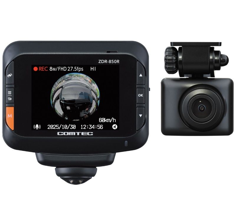 コムテック 360°カメラ+リアカメラ ドライブレコーダーZDR-850R | カー