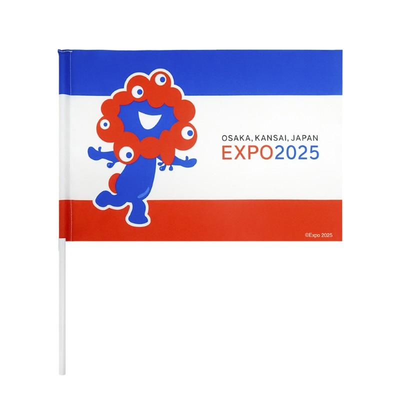 EXPO2025 ミャクミャク  応援フラッグ 青赤ライン 