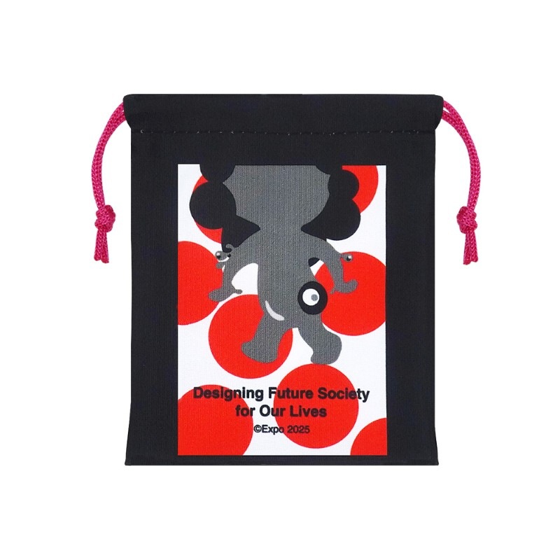 EXP02025 ミャクミャク  ミニ巾着 Mid century 黒