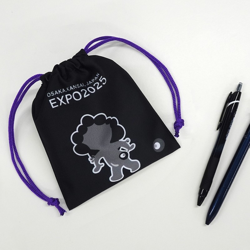 EXP02025 ミャクミャク  ミニ巾着 うしろむき 黒