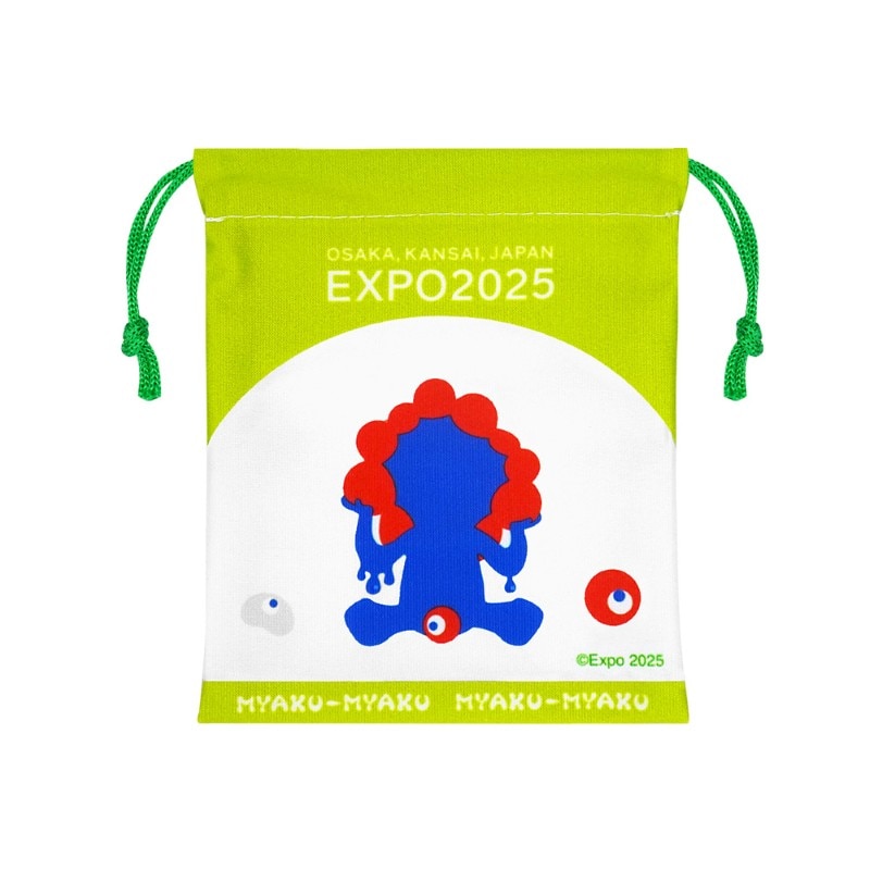 EXP02025 ミャクミャク  ミニ巾着  おすわり グリーン