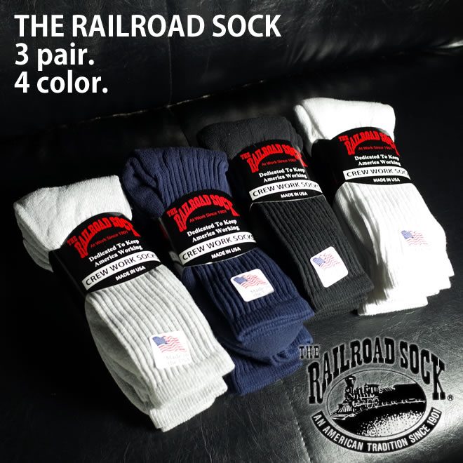 THE RAILROAD SOCK / レイルロードソック rs603x CREW WORK SOCKS 3pair / クルーワークソックス 3足組 -全4色-