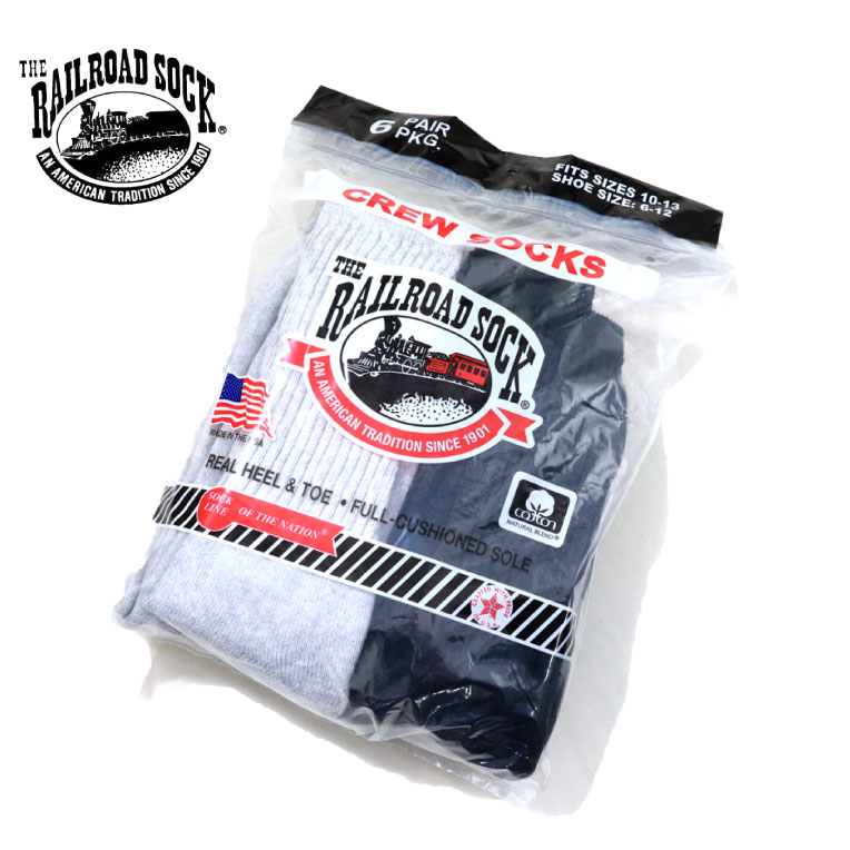 THE RAILROAD SOCK / レイルロードソックス RS6091 MENS 6Pair CREW SOKCS / メンズクルーソックス 6足パック -全1色-