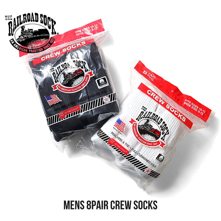 THE RAILROAD SOCK / レイルロードソック RS808 MENS 8PAIR CREW SOCKS / メンズ8足クルーソックス -全2色-