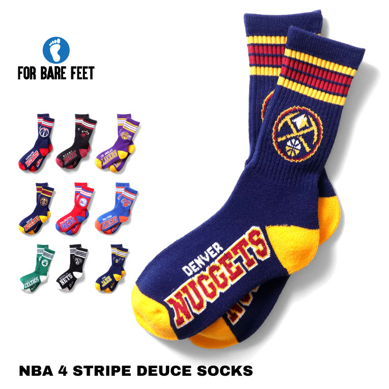 FOR BARE FEET / フォーベアフィート FBF-NBA NBA 4 STRIPE  DEUCE SOCKS /  4ストライプ デュースソックス-全9色- 