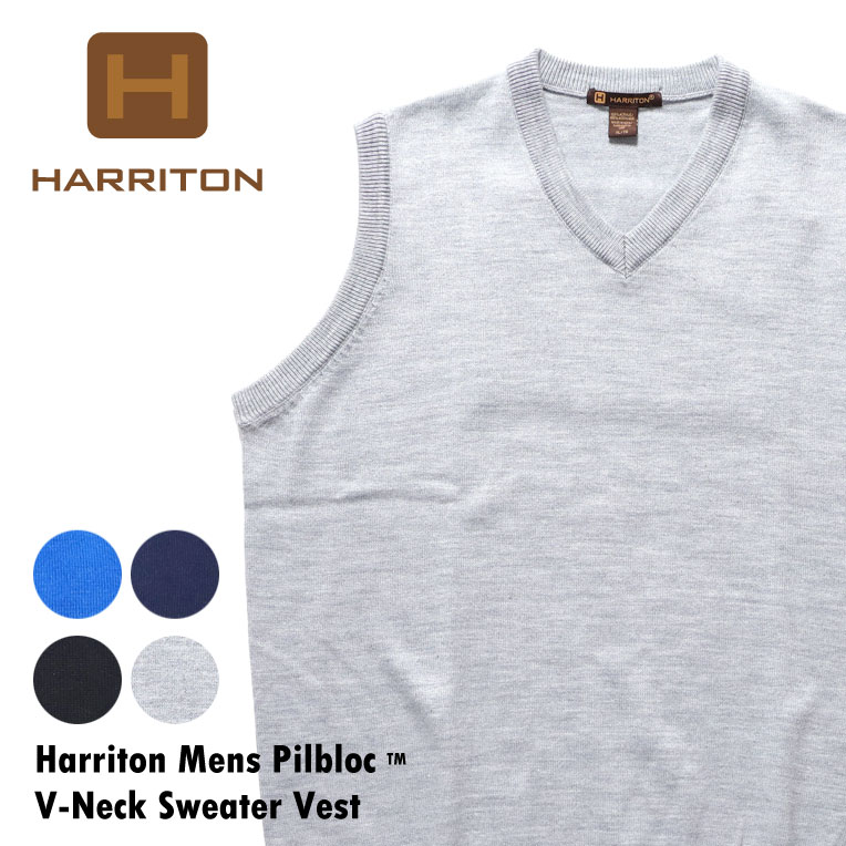 『HARRITON / ハリトン』A-M415 HARRITON MEN'S PILBLOC V-NECK SWEATER VEST / ハリトン メンズVネックベスト -全4色-