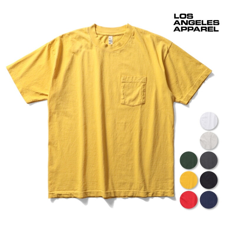 LOS ANGELES APPAREL / ロサンゼルスアパレル L-1809GD SHORT SLEEVE GARMENT DYE POCKET TEE / 後染め加工ポケット半袖Tシャツ -全8色-