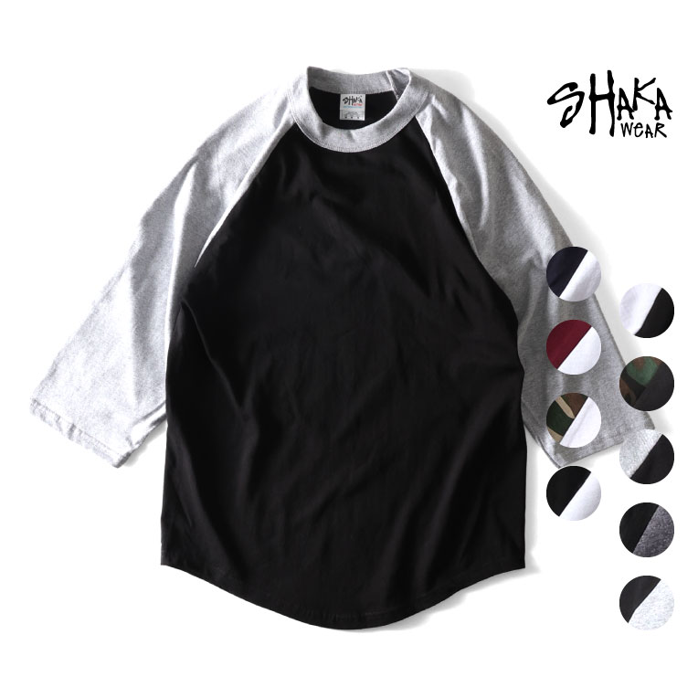 SHAKA WEAR / シャカウェア SHAKA-RAG 6.0oz RAGLAN - STANDARD / 6オンス ラグランスリーブ7分袖Tシャツ -全9色- 