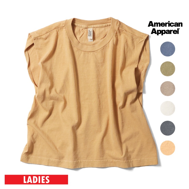 AMERICAN APPAREL / アメリカンアパレル A-307GD Garment-Dyed Woman's Heavyweight Muscle Tee / ピグメントヘビーウェイトTEEシャツ-全6色-