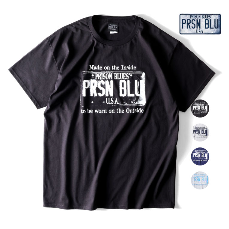 PRISON BLUES / プリズンブルース PRBS230 USA PLATE T-SHIRT / プレートロゴプリント半袖Ｔシャツ  -全5色- 